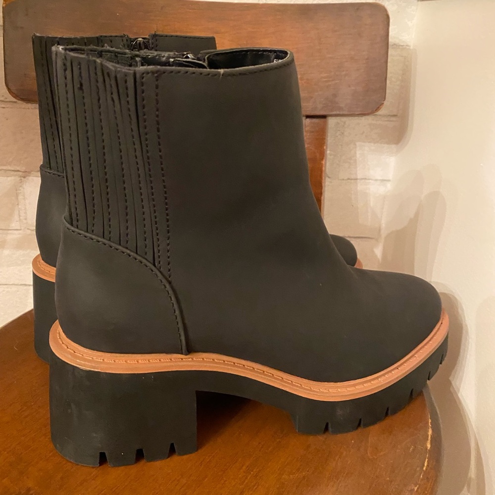 Black Ankle Boots with Tan Accents